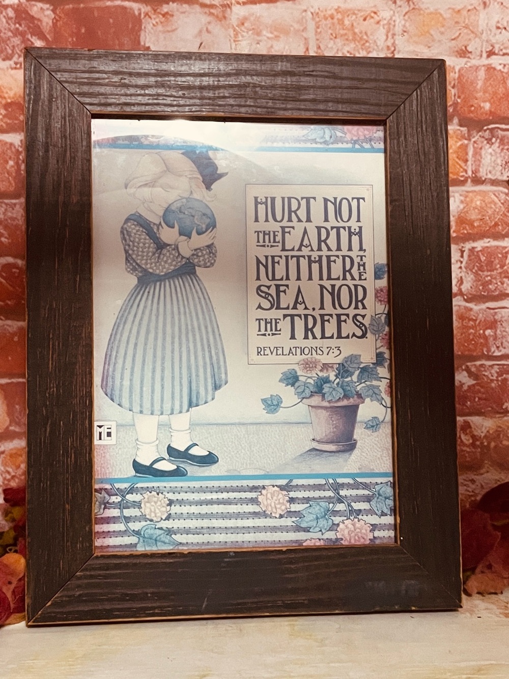 Vintage 90s Mary  Engelbreit "Hurt not the Earth " Framed Print